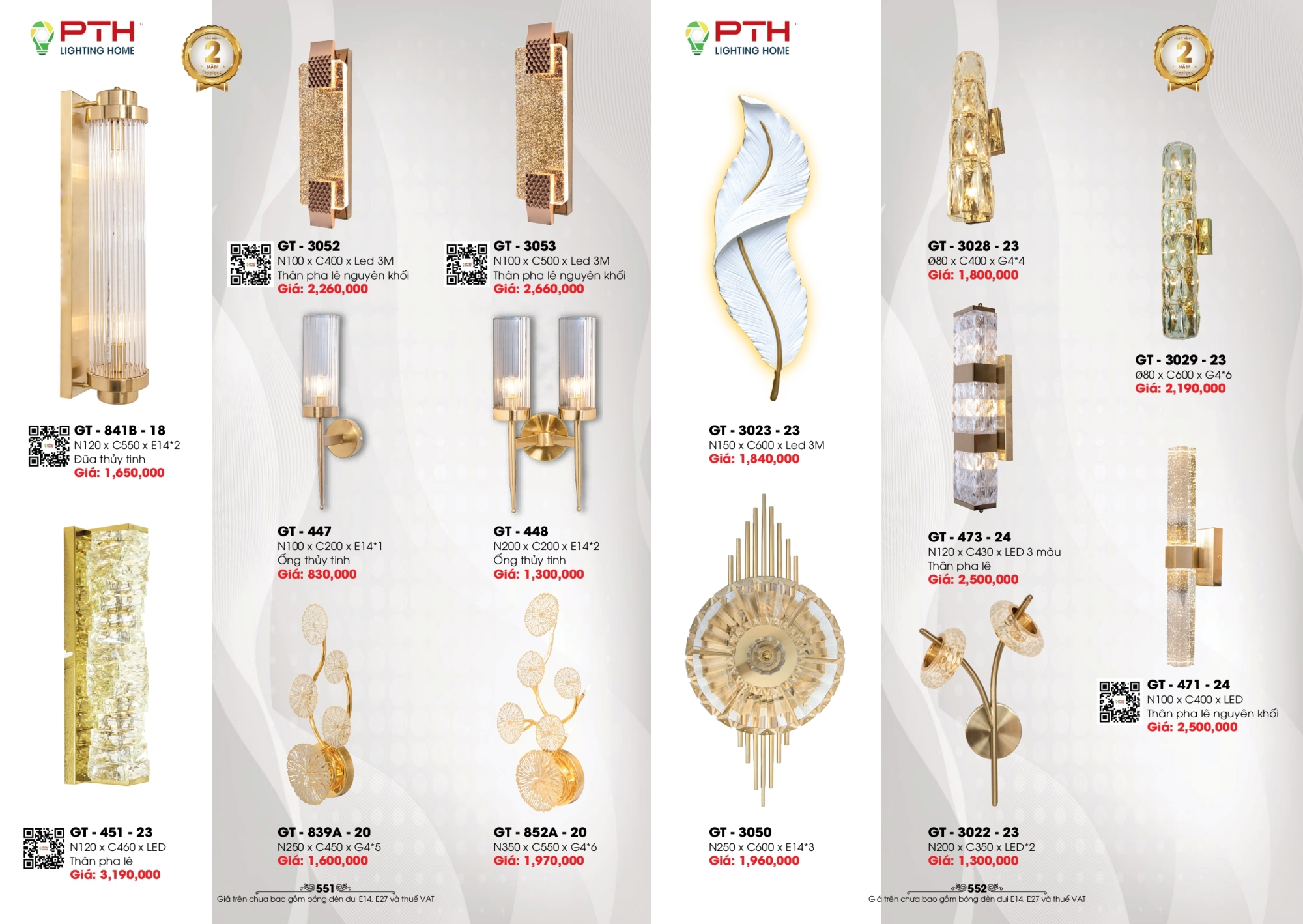 Bảng giá đèn trang trí PTH Lighting Home 2026